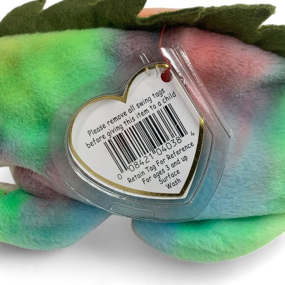 TY Beanie Babies Iggy The Iguana 8" Plush Toy Collectible Blue Green Pink 1997 - Picture 5 of 7